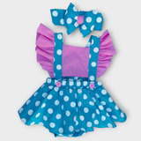 Romper Jardineira Body Menina Saia Galinha Pintadinha Rosa