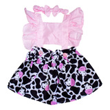 Romper Saia Vaquinha (6 A 24 Meses) Fazenda Vestido Bebê