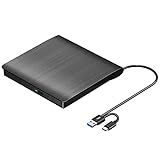 ROOFULL Unidade Externa De CD DVD RW USB 3 0 Tipo C Unidade De Disco óptico De CD DVD Leitor De Gravador Gravador Portátil Para Laptop Desktop Windows 11 10 8 7 Mac MacBook Pro Air Linux OS