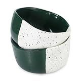 Roro Conjunto De 2 Tigelas De Sopa De Missô Feitas à Mão De Cerâmica De 11 Cm Verde Branco 