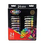 RoseArt Conjunto De Tintas Premium 24 Tintas Acrílicas Para Tela Madeira Cerâmica E Tecidos Suprimentos De Pintura Artesanal Para Artistas Profissionais
