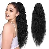 Rosmile Rabo De Cavalo Com Cordão E Onda Milho 140 Gramas Natural Preto Clipe Extensão 22- Sintético Cacheado Para Mulheres -1B- Preto-