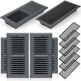 Rossesay Conjunto De 12 Aberturas De Piso De 10 X 25 Cm Com Capa Magnética Incluindo 6 Peças De Capas De Ventilação De Piso Resistentes Para Caminhar 6 Peças De Filtros De Malha De Ventilação De PVC