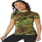 Rothco Camiseta Feminina Camuflada De Comprimento Mais Longo Casual Camiseta Feminina Manga Curta Camuflagem Florestal P