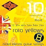 RotoSound R10 8 Cordas De Guitarra Elétrica Amarela Banhada A Níquel Personalizadas