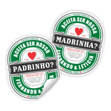 Rótulo Heineken Padrinho Madrinha Convite 24 Uni