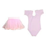 Roupa Ballet Infantil Collant Regata E Saia Tule Tutu