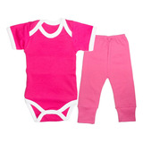 Roupa Bebe Menina 2 Peças Body Manga Curta Malha Canelada