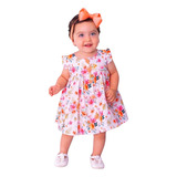 Roupa Bebê Menina Vestido Para Bebe C Tiara 100 Algodão