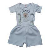 Roupa Bebê Menino Batizado Festa Conjunto Social Suspensório