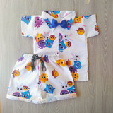 Roupa Bolofofos Menino Conjunto Temático Bolofofo Branco