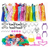 Roupa Boneca Kit 42 Acessórios Óculos Sapatos Vestido 