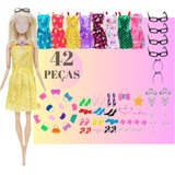 Roupa Boneca Kit 42 Acessórios Roupinha Sapatos Vestido