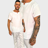 Roupa Branca Conjunto Masculino Umbanda Candomblé 2 Peças