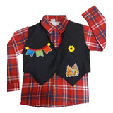 Roupa Caipira Festa Junina Camisa Infantil Xadrez C Colete