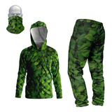 Roupa Camuflada Verde calça Camisa Com Capuz bandana 