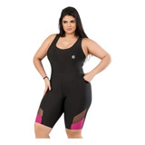 Roupa De Academia Macacao Curto Fitness Com Detalhe Do Lado