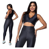 Roupa De Academia Top Nadador Legging Conjunto Fitness 3d