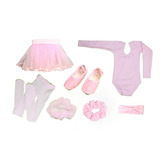 Roupa De Ballet Collant Manga Longa Kit Infantil Saia Tule