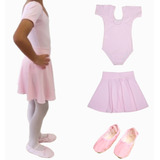 Roupa De Ballet Infantil Kit Dança Collant Saia Sapatilha