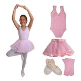 Roupa De Ballet Infantil Regata C Saia De Tule Tutu Balé K4