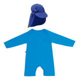 Roupa De Banho Infantil Uv50 Macaquinho Chapéu Proteção Bebê