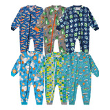 Roupa De Bebe 5 Macacão Menino Menina Longo Suedine Algodão