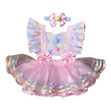 Roupa De Bebê Circo Menina Salopete Top C Laço Luxo Tam 2