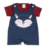 Roupa De Bebê Menino Jardineira Macacão Infantil Algodão