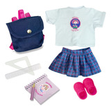 Roupa De Boneca Our Generation Uniforme Escolar Laço Fita