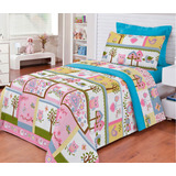 Roupa De Cama Jogo De Cama Solteiro Menina Menino 03 Peças Cor Rosa Retalho Desenho Do Tecido Estampado