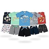 Roupa De Criança Para Menino 5 Conjunto Infantil Masculino Camiseta E Bermuda -short- Tamanho-6