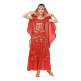 Roupa De Dança Do Ventre Vermelha Profissional Luxo Odalisca