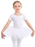 Roupa De Dança Infantil Bailarina Collant De Dança Com Saia Roupa De Balé Tutu Bailarina Fantasia Rosa Branco 3 4T
