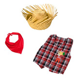 Roupa De Festa Junina Kit Com Chapeu Infantil Lenço E Colete