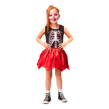 Roupa De Halloween Vestido Esqueleto Menina