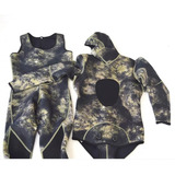 Roupa De Mergulho 3mm Jardineira E Jaqueta Camuflada