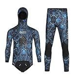 Roupa De Mergulho De Neoprene Para Pesca Submarina De 5 Mm Com Capuz 2 Peças De Roupa De Mergulho De Caça Com Almofada De Carregamento No Peito Para água Fria Mergulho Livre Natação Azul G