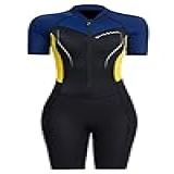 Roupa De Mergulho Feminina De Neoprene De 1 5 Mm De Manga Curta Roupa De Mergulho Curta Com Zíper Roupa De Banho De Mergulho Com Snorkel Surfe 2GG