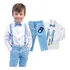 Roupa De Pajem Casamento Azul 4 A 12 Anos Kit 4 Peças Lindo 