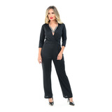 Roupa Feminina Macacão Longo Social Pantalona Festa P Ao Gg