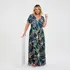 Roupa Feminina Plus Size Vestido Longo Estampado Manga Curta