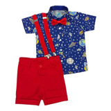 Roupa Festa Astronauta Camisa Social Infantil