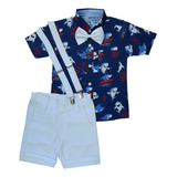 Roupa Fundo Do Mar Conjunto Infantil Camisa Tubarão Menino