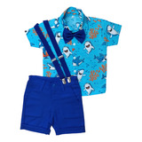 Roupa Fundo Do Mar Conjunto Social Infantil Bebe Menino Tema