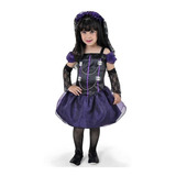 Roupa Halloween Infantil Vestido Noiva Dark Luxo C/ Veu Luva