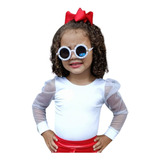 Roupa Infantil Blusa Manga Bufante Tule Brilhinho Mini Diva