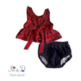 Roupa Infantil Calcinha Bunda Rica Mais Batinha Xadrez Moda