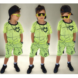 Roupa Infantil Camisa Bermuda Conjunto Dry Fit Masculino 