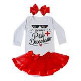 Roupa Infantil Dia Dos Pais Bebê Mesversário Manga Comprida